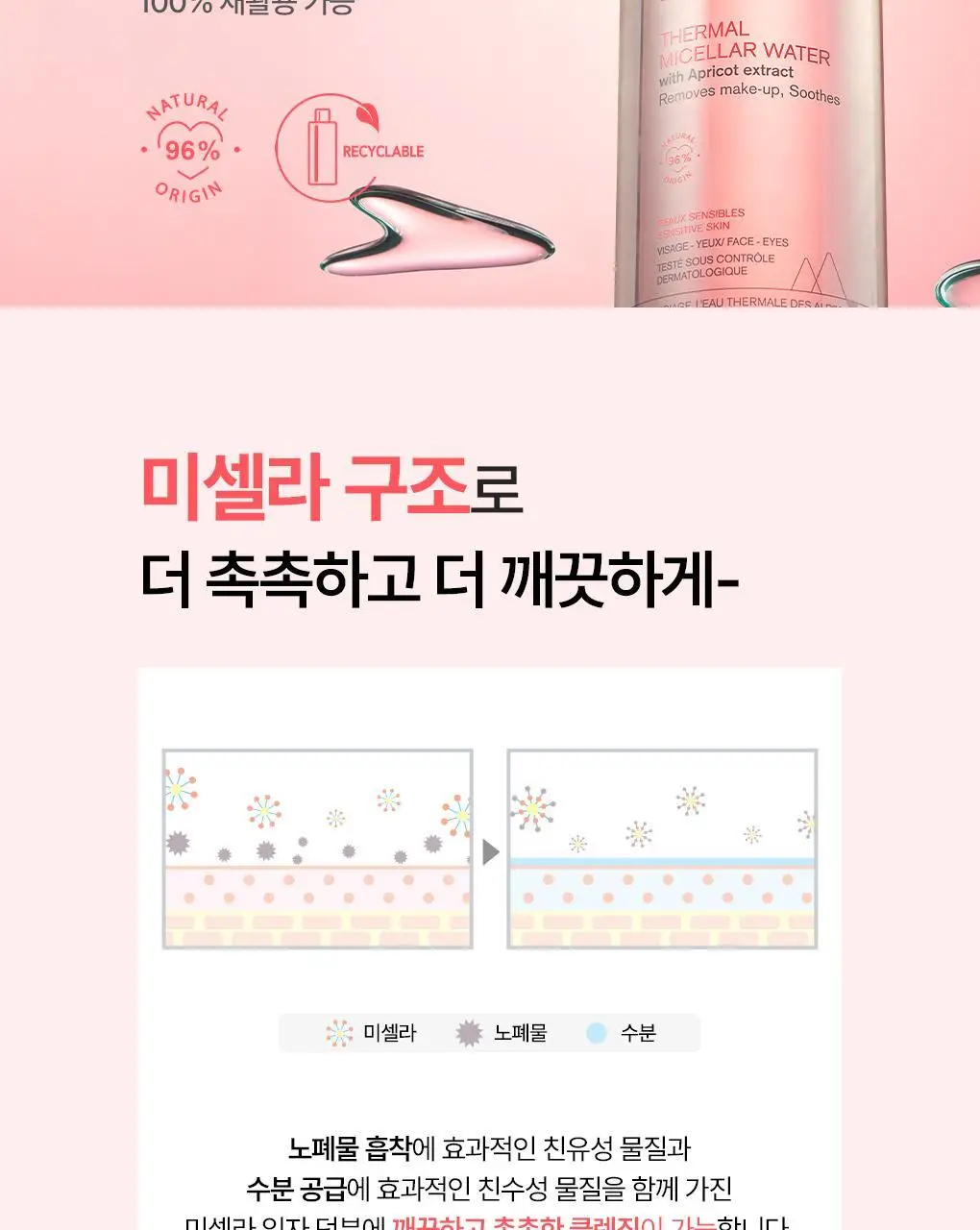 [민감진정] 유리아쥬 미셀라 클렌징 워터 센서티브 2입 기획 (500ml+500ml) 상세페이지 8